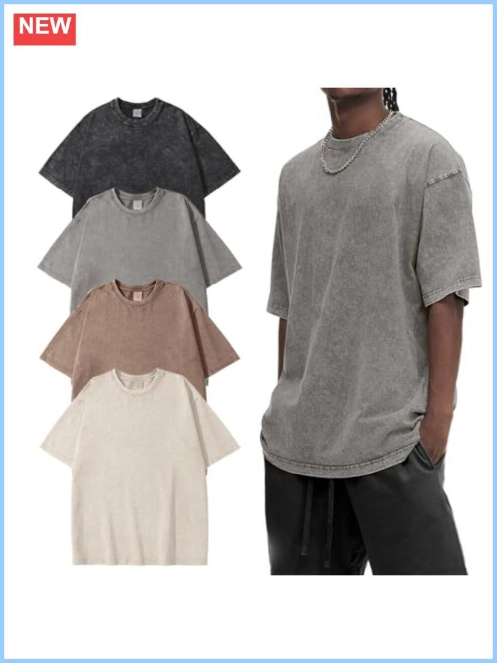 Heavyweight Cotton Oversized Tee Vintage Baggy Unisex 4 Pack